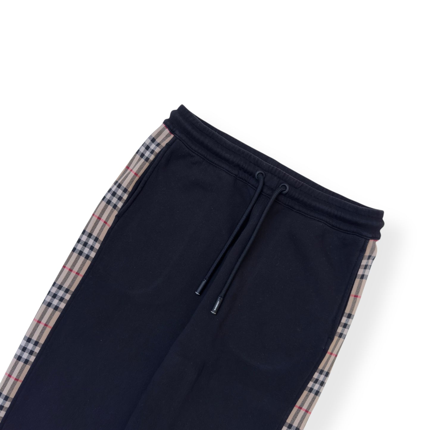 BURBERRY CHECK PANEL SWEATPANTS BLACK M