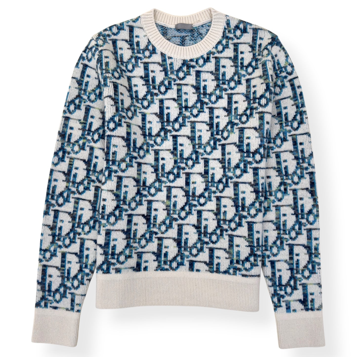 DIOR OBLIQUE VIRGIN WOOL JACQUARD SWEATER BLUE / WHITE XXL