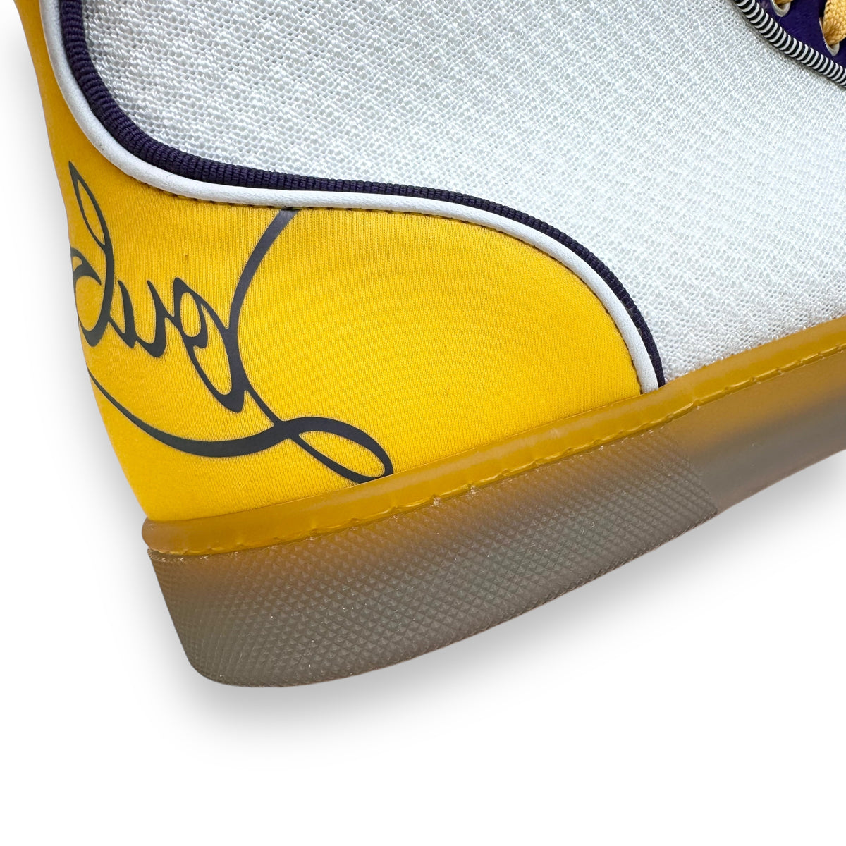 CHRISTIAN LOUBOUTIN ‘LAKERS’ SPIKE HIGH TOP SNEAKER ‘PURPLE YELLOW’ UK9
