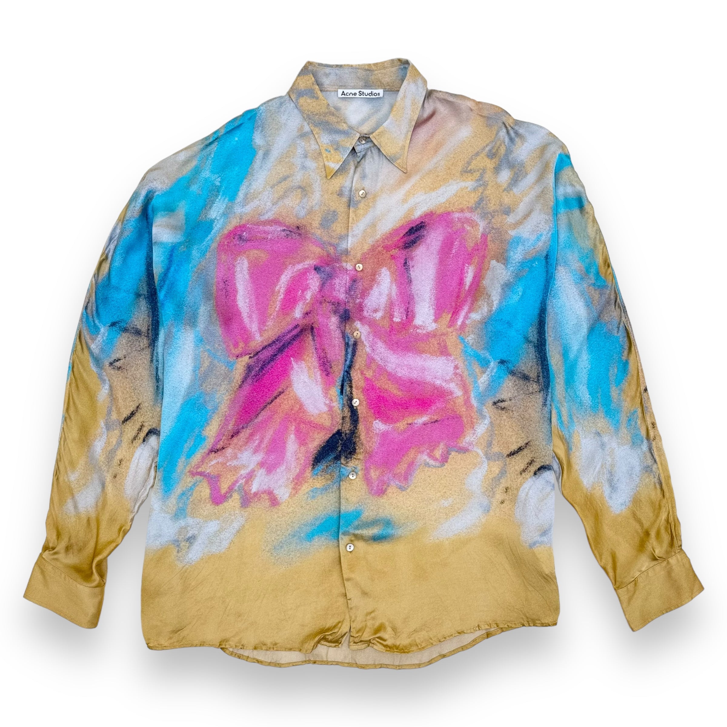 ACNE STUDIOS BOW LONG SLEEVE VISCOSE SHIRT MULTICOLOURED XXL