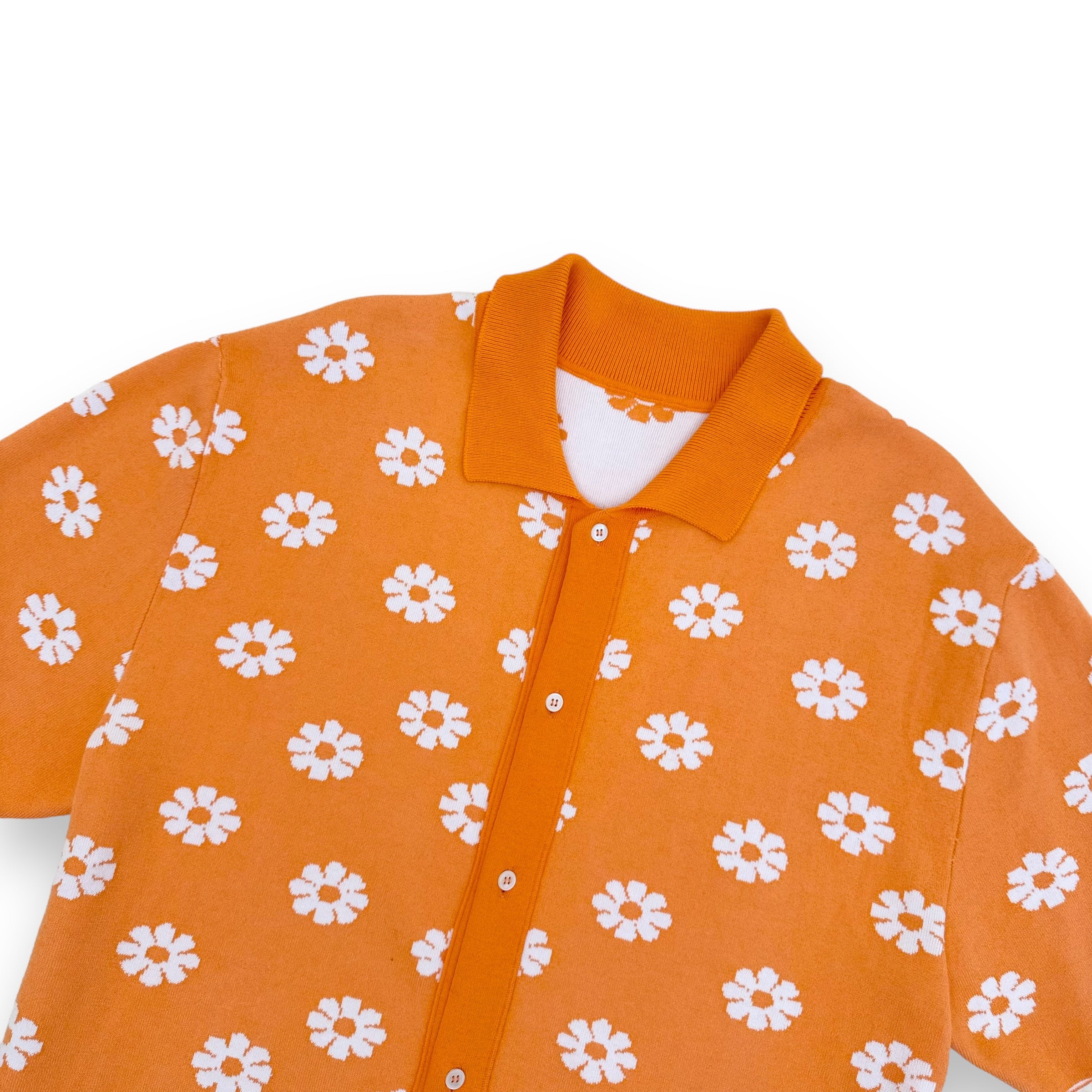 JACQUEMUS PALMA FLORAL-PATTERN SHIRT ORANGE XL