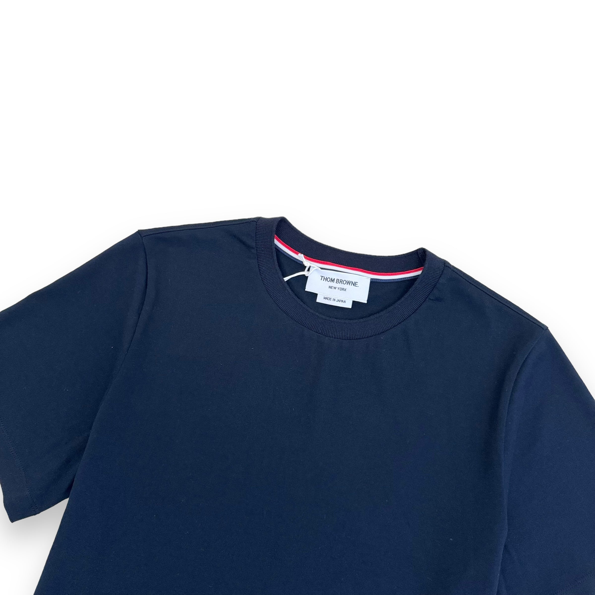 THOM BROWNE SIDE SPLIT T-SHIRT NAVY XS
