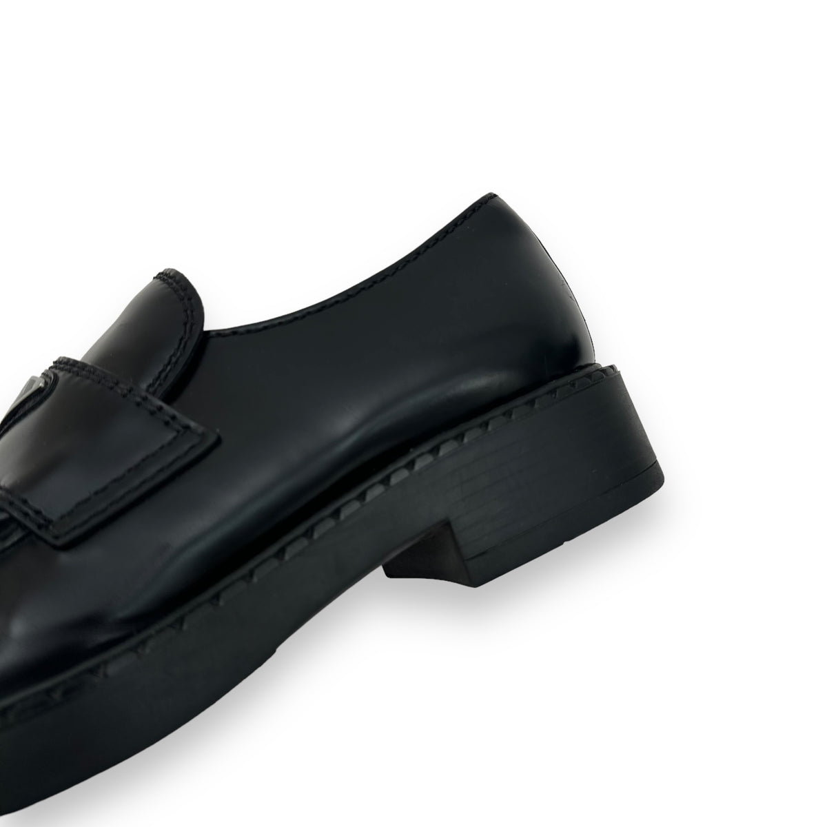 PRADA BRUSHED LEATHER LOAFERS BLACK UK6.5