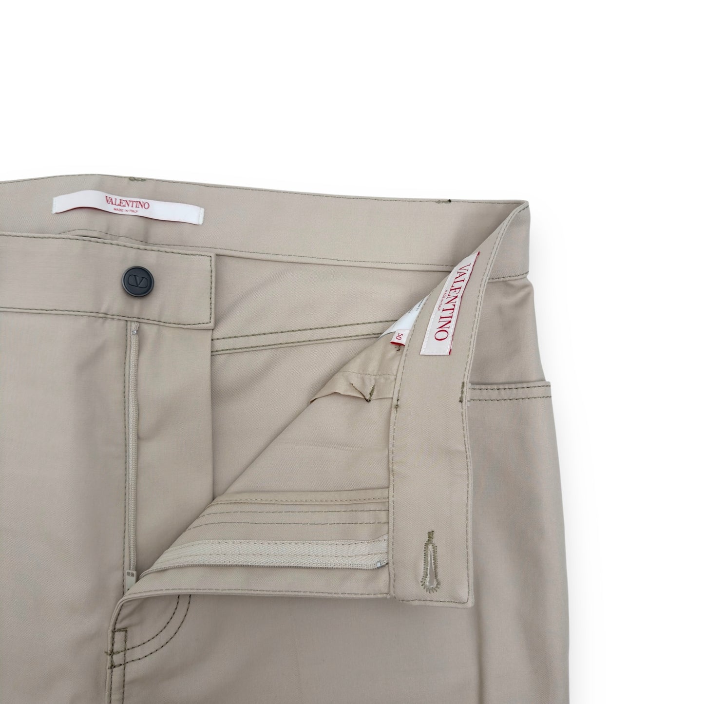 VALENTINO COUTURE GABARDINE TROUSERS SAND BEIGE 50 / L