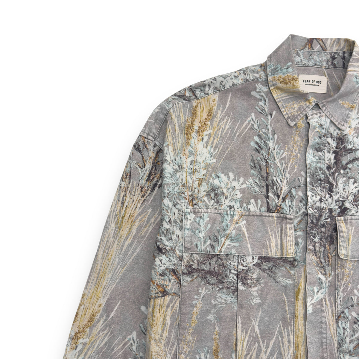 FEAR OF GOD 6TH COLLECTION PRAIRIE GHOST CAMO OVERSHIRT GREY / BLUE XL