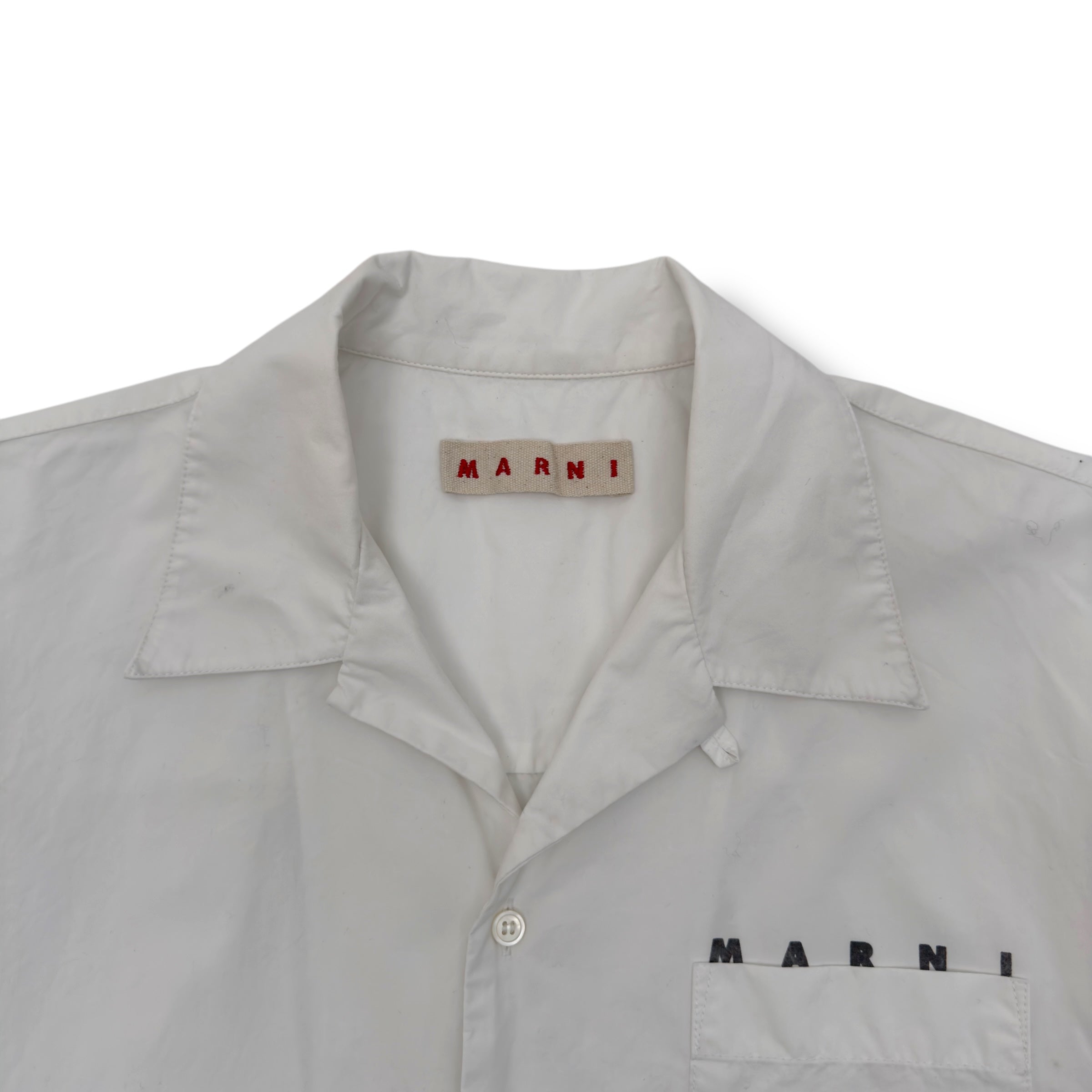 MARNI LOGO-PRINT COTTON SHIRT LILY WHITE 50 / L