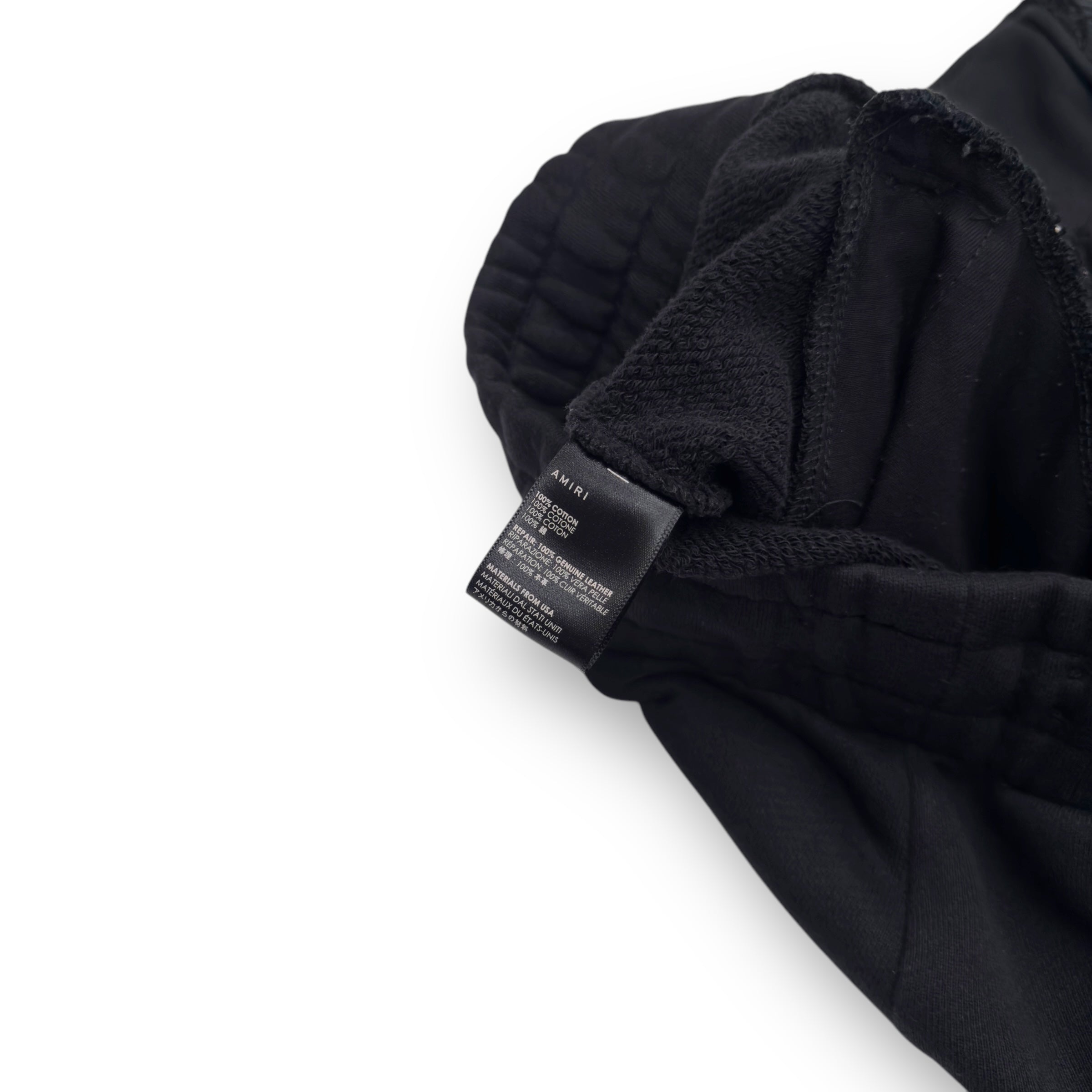 AMIRI MX1 SLIM FIT LEATHER PATCH SWEATPANTS BLACK M