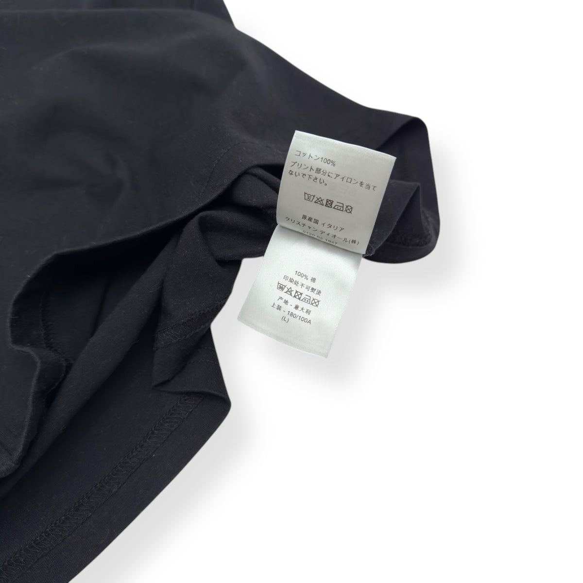 CHRISTIAN DIOR COTTON LOGO CREWNECK T-SHIRT BLACK / WHITE L