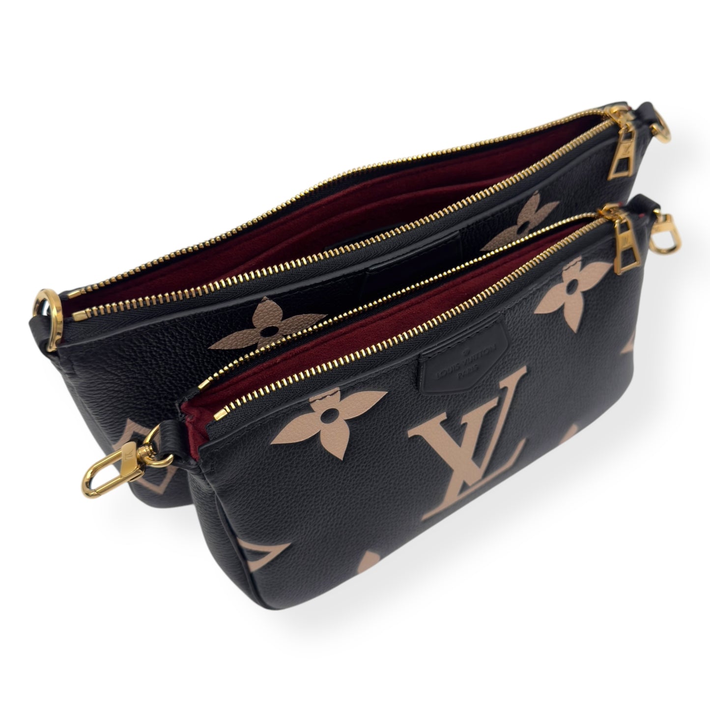 LOUIS VUITTON MULTI POUCHETTE ACCESSORIES MONOGRAM EMPREINTE LEATHER BAG BLACK / CREAM