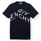 GIVENCHY SLIM FIT REFRACTED LOGO EMBROIDERED T-SHIRT BLACK / WHITE M