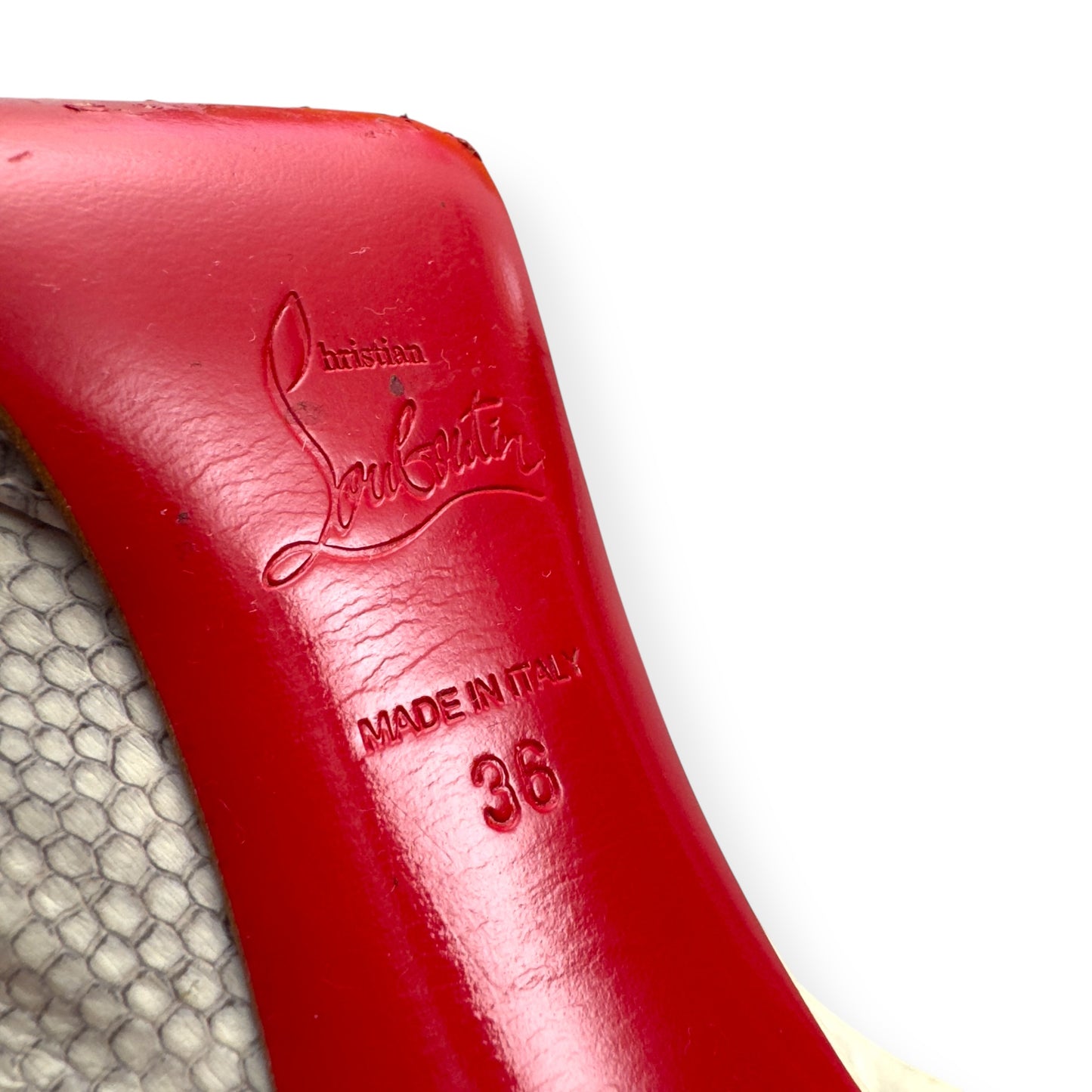 CHRISTIAN LOUBOUTIN 140MM ROCCIA WATER SNAKE BIANCA PUMPS 36 / UK3