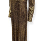 CEFINN JACQUETTA SEQUIN V NECK MAXI DRESS GOLD UK14