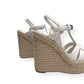 SAINT LAURENT TRIBUTE ESPADRILLE SMOOTH LEATHER  WEDGE WHITE 38 / UK5