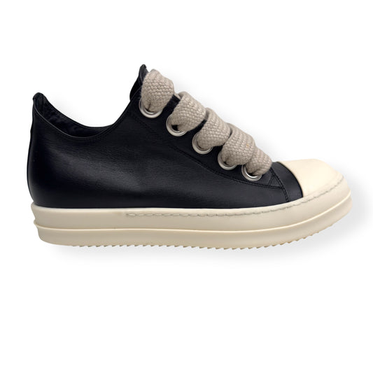 RICK OWENS JUMBO LACE LEATHER SNEAKER BLACK / MILK 41.5 / UK7.5