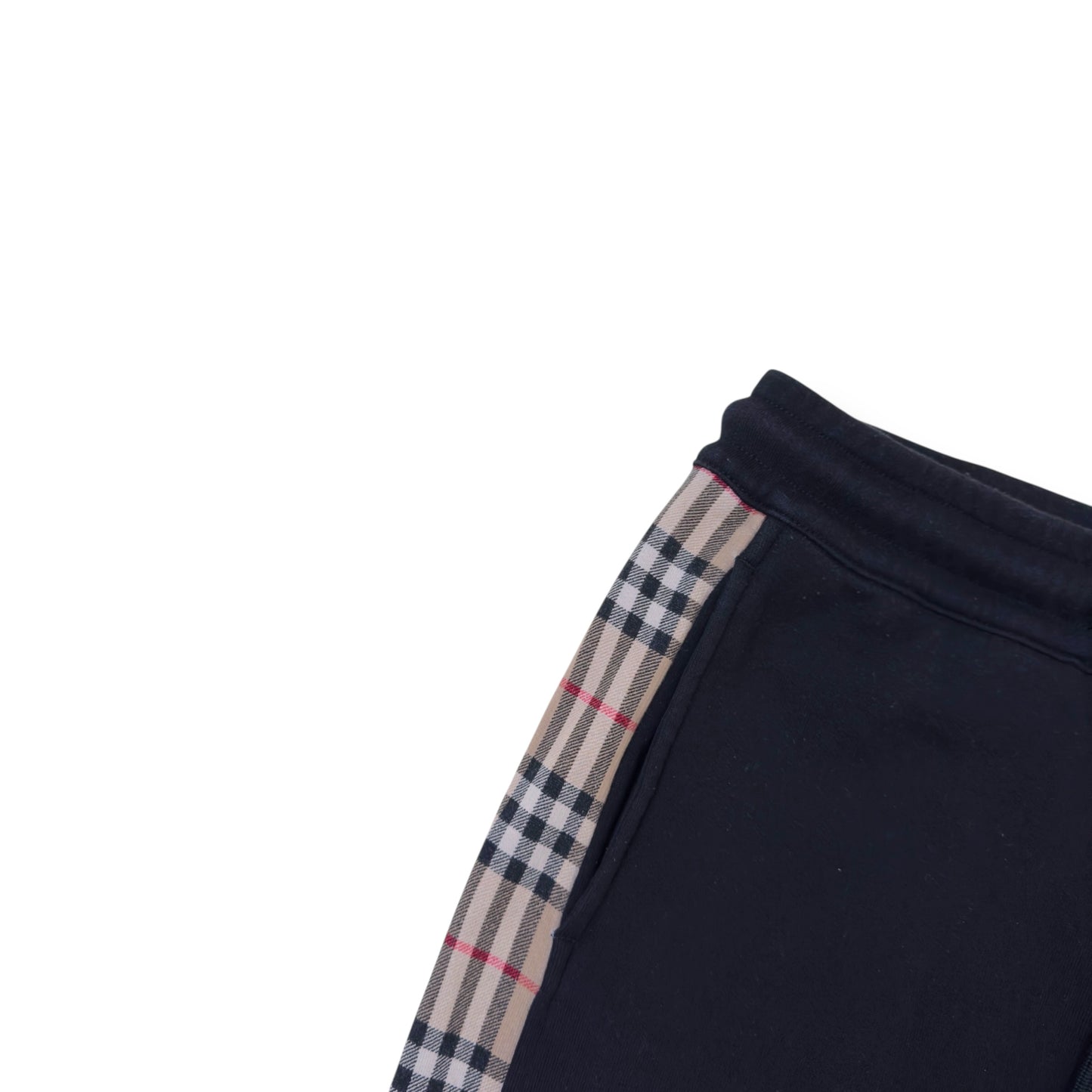 BURBERRY CHECK PANEL SWEATPANTS BLACK M