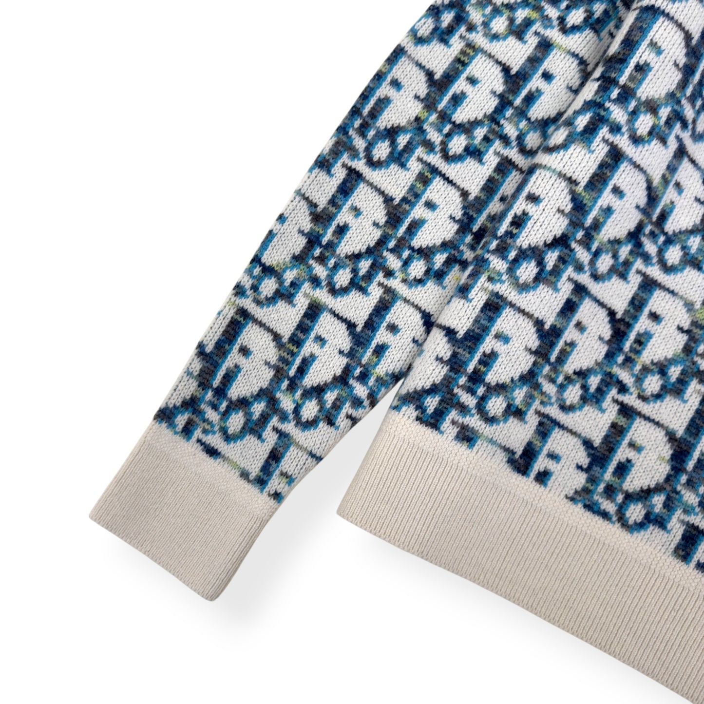 DIOR OBLIQUE VIRGIN WOOL JACQUARD SWEATER BLUE / WHITE XXL
