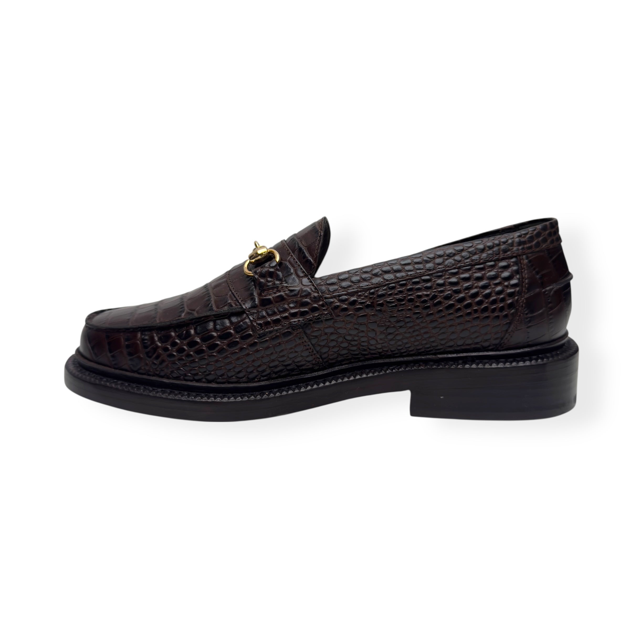 BLACKSTOCK & WEBER THE MASON HORSE BIT LOAFER WALNUT CROC  US6 / UK5