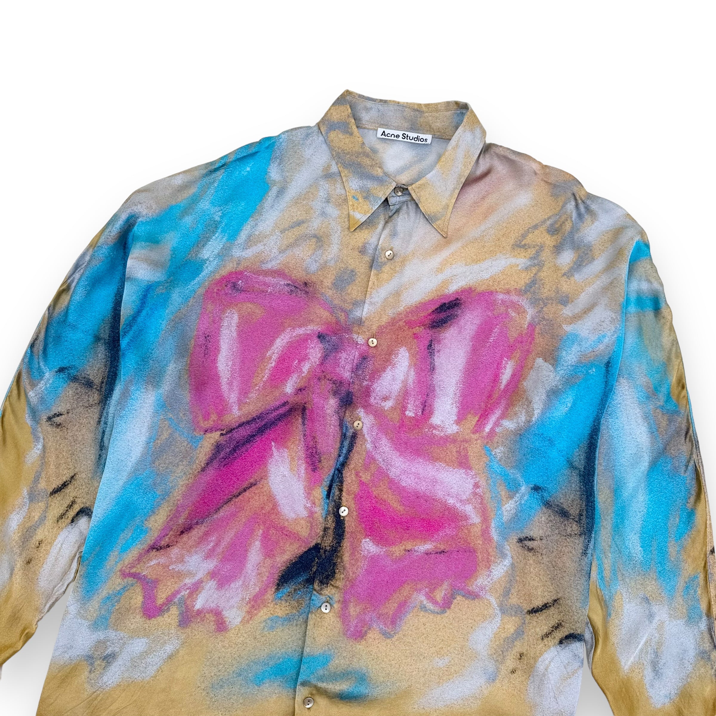 ACNE STUDIOS BOW LONG SLEEVE VISCOSE SHIRT MULTICOLOURED XXL