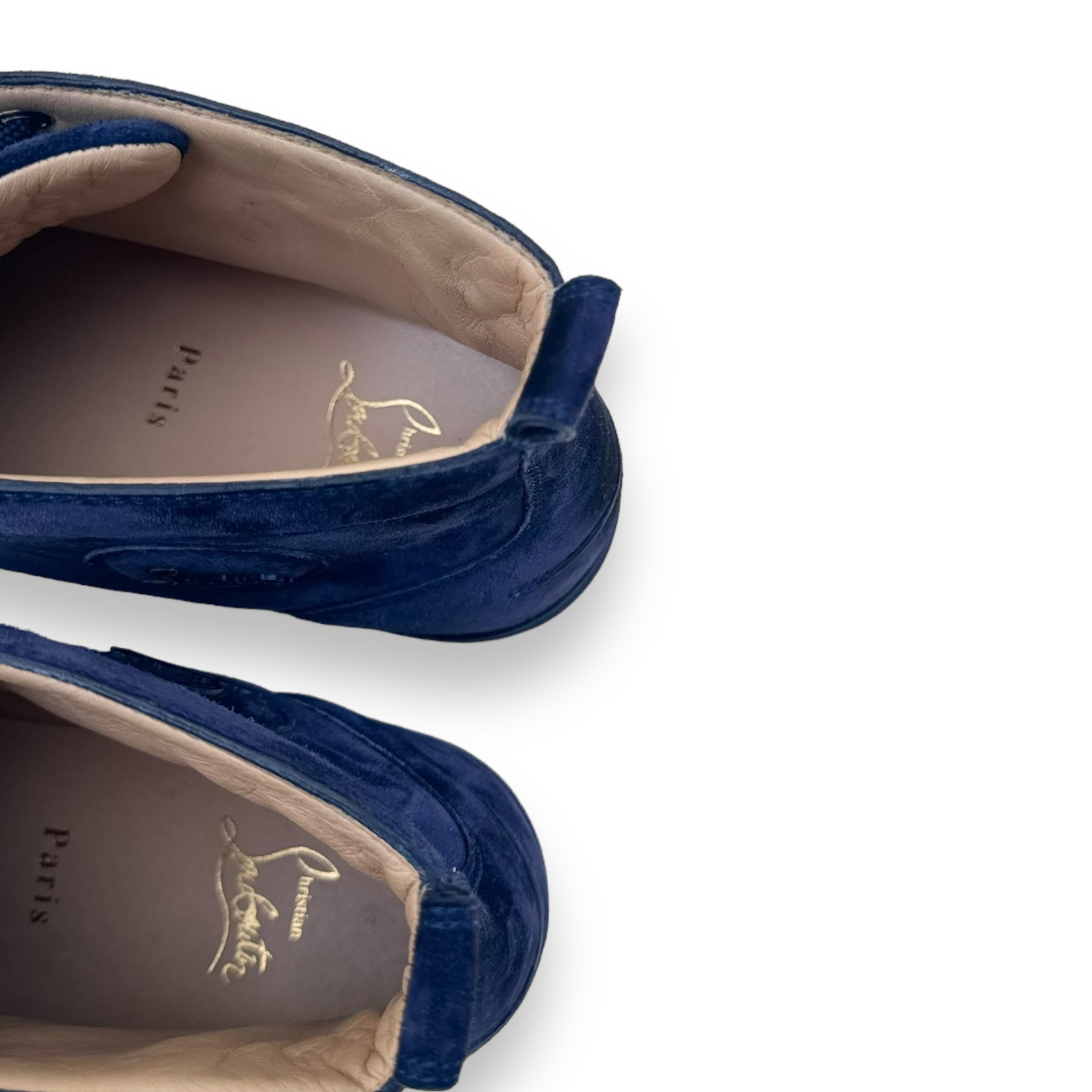CHRISTIAN LOUBOUTIN LOUIS ORLATO VEAU VELOUR SNEAKER NAVY UK9