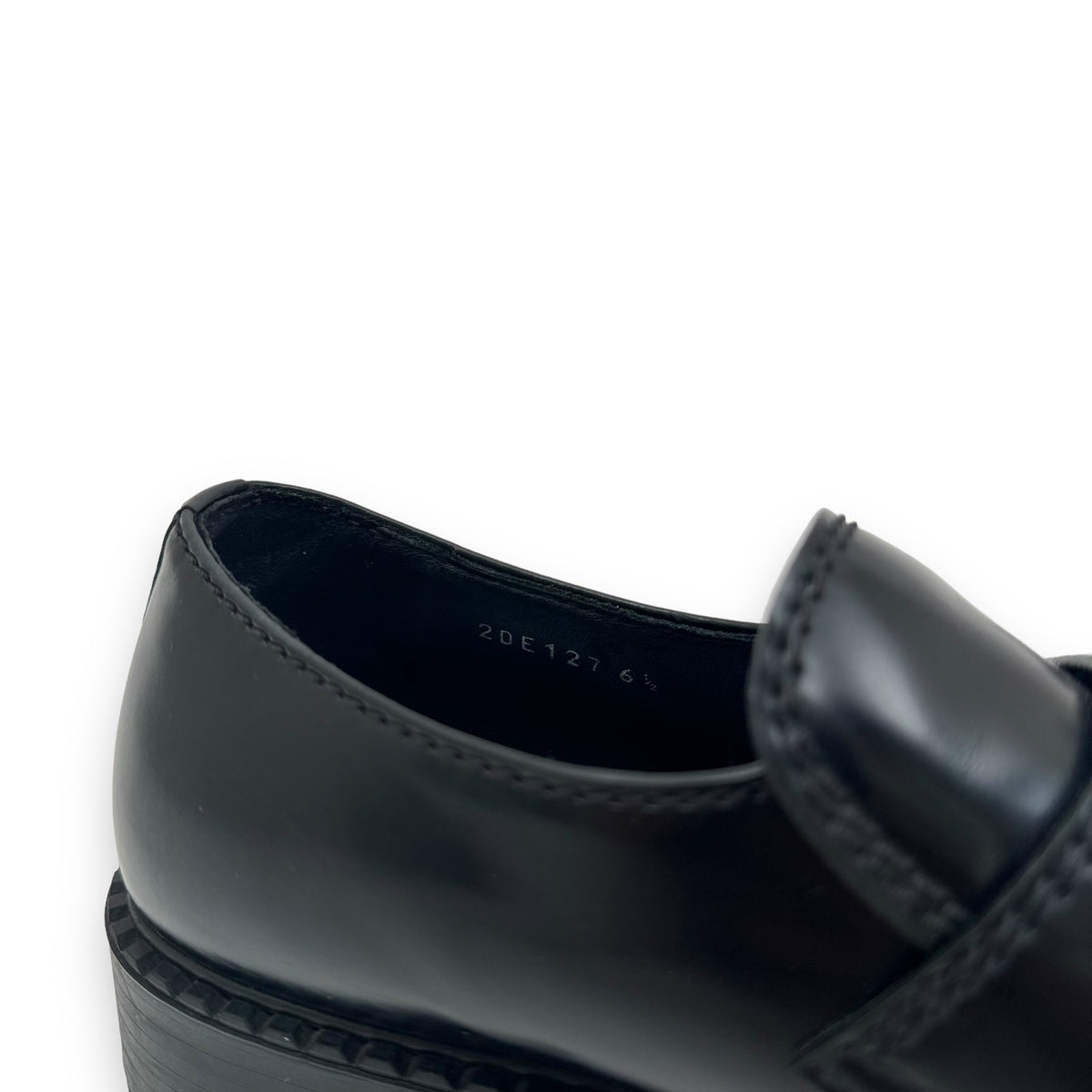 PRADA BRUSHED LEATHER LOAFERS BLACK UK6.5