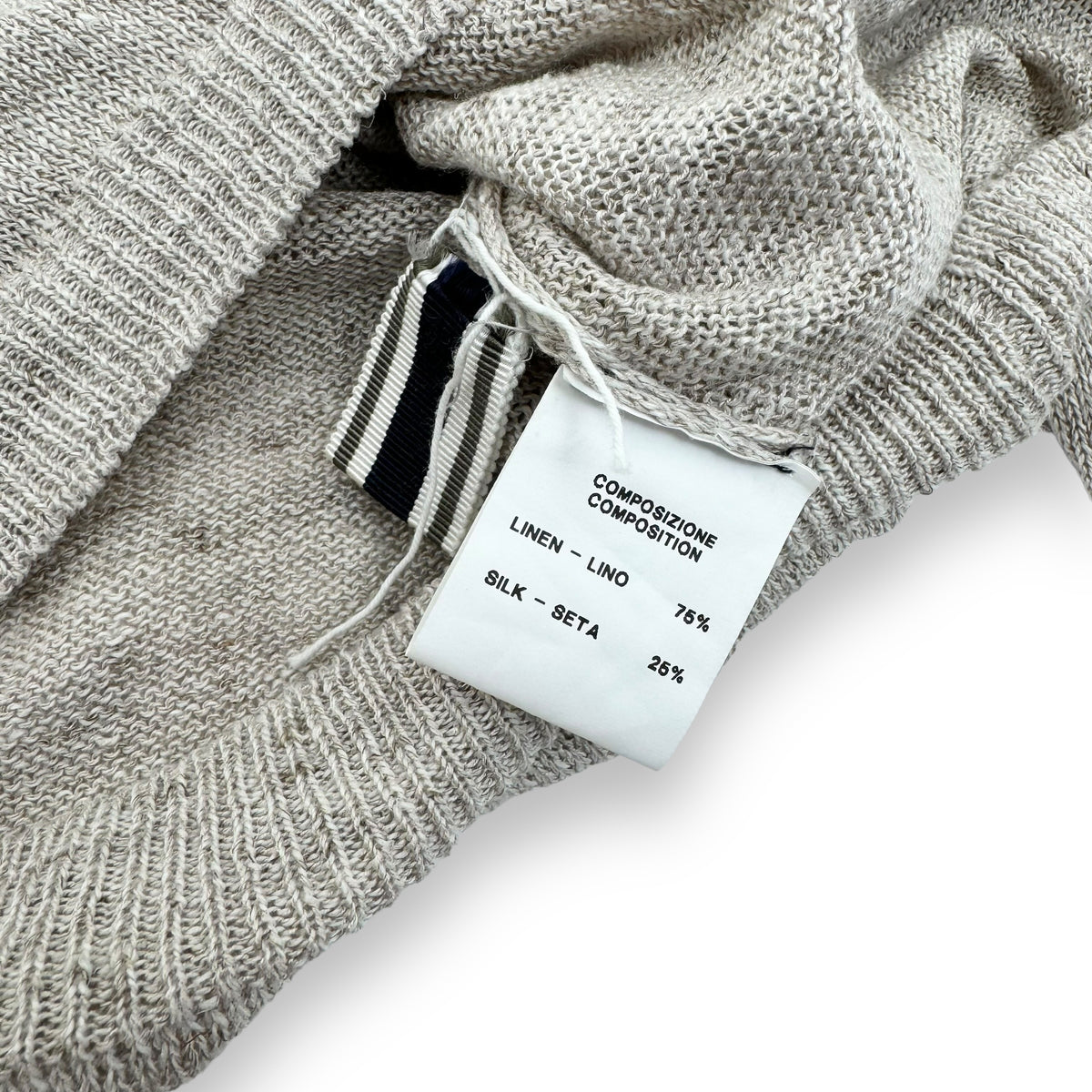 THOM SWEENEY LINEN / SILK HENLEY SWEATER BEIGE L