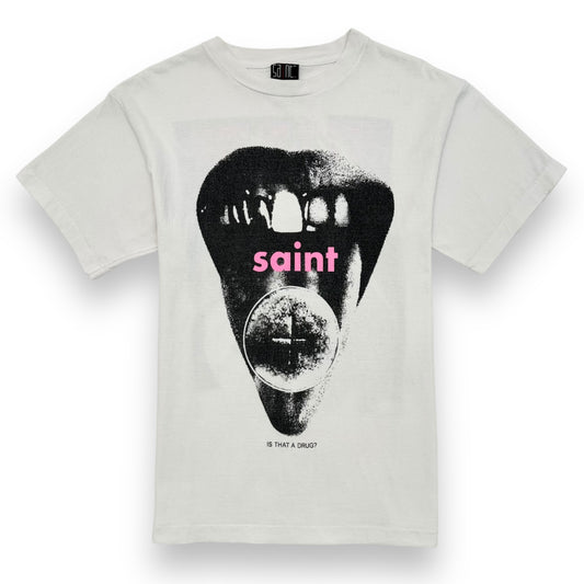 SAINT MICHAEL GRAPHIC PRINT DRG T-SHIRT WHITE / PINK M