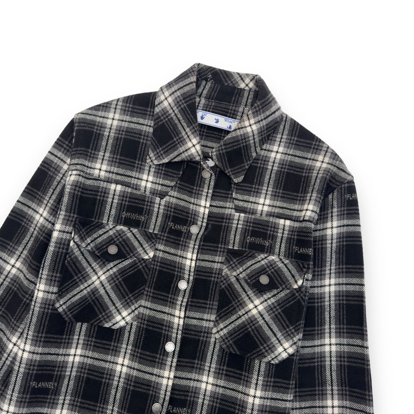 OFF-WHITE LOGO EMBROIDERED CHECKED COTTON-FLANNEL SHIRT S