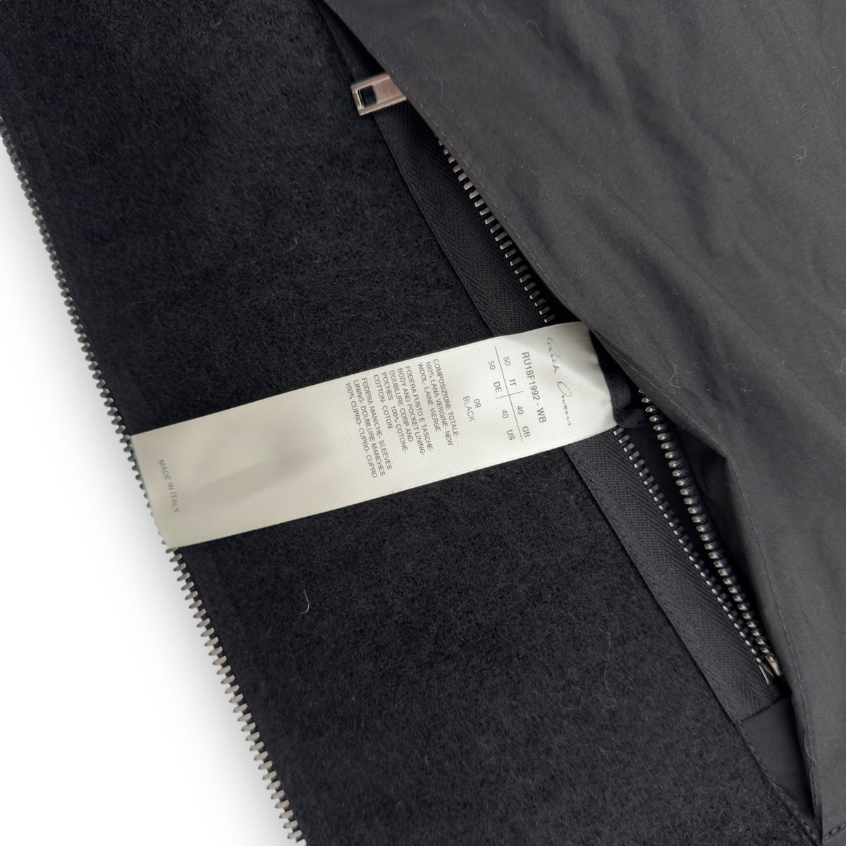 RICK OWENS FW18 09 TUBEWAY COAT BLACK M