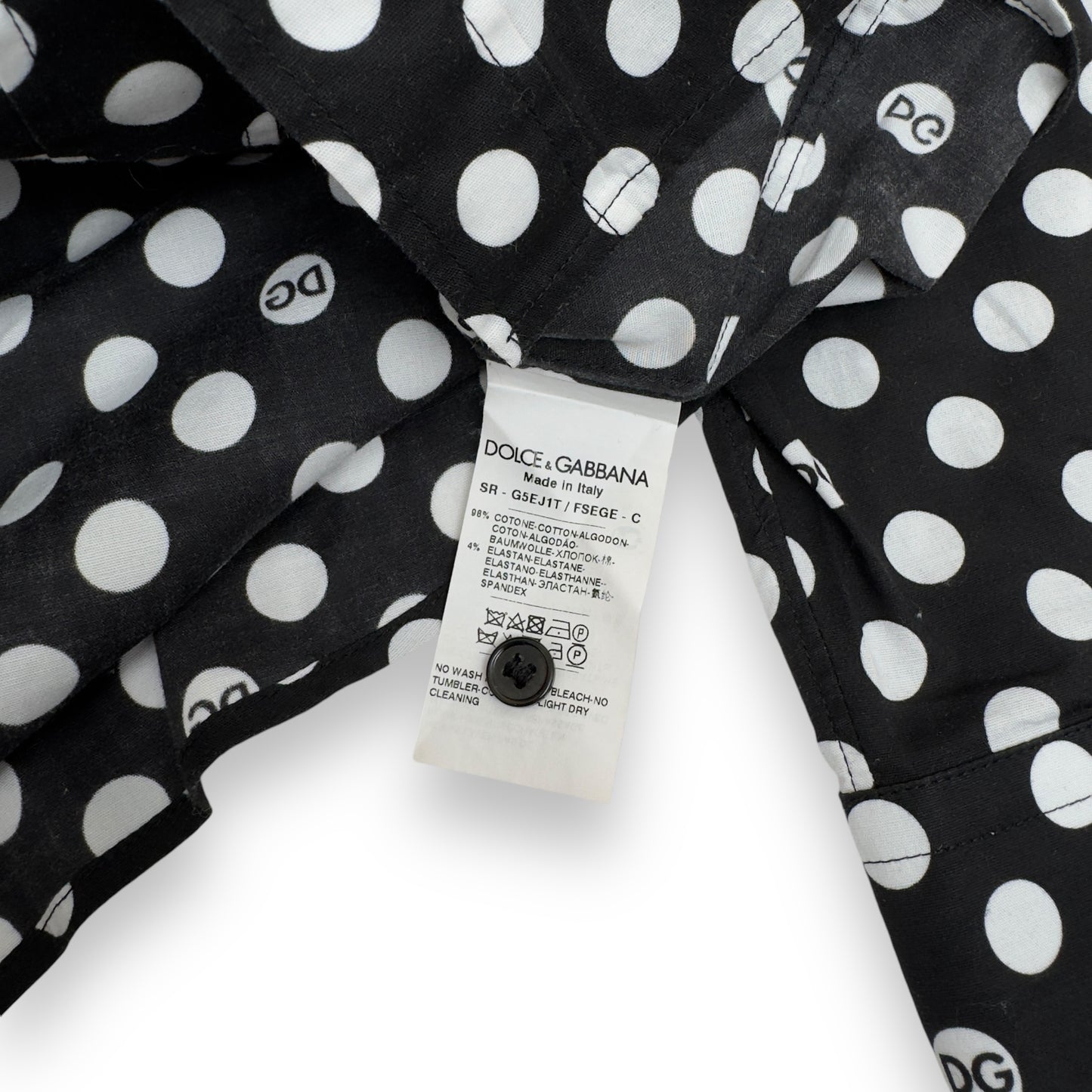 DOLCE&GABBANA POLKA DOT COTTON SHIRT BLACK / WHITE L