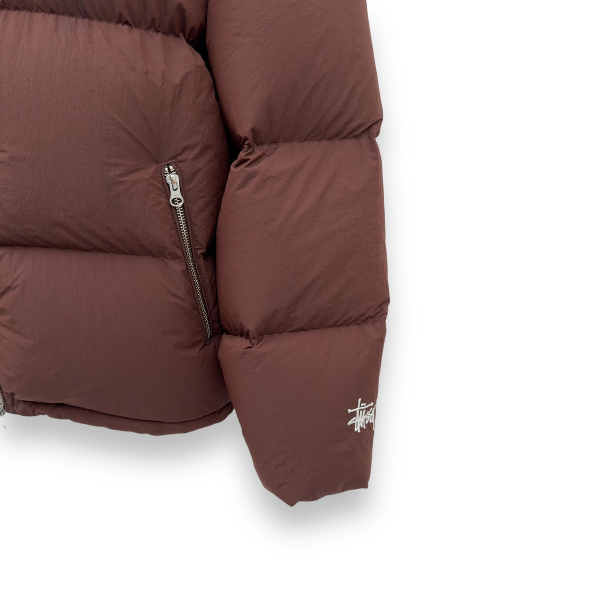 STÜSSY NYLON DOWN PUFFER JACKET BROWN M