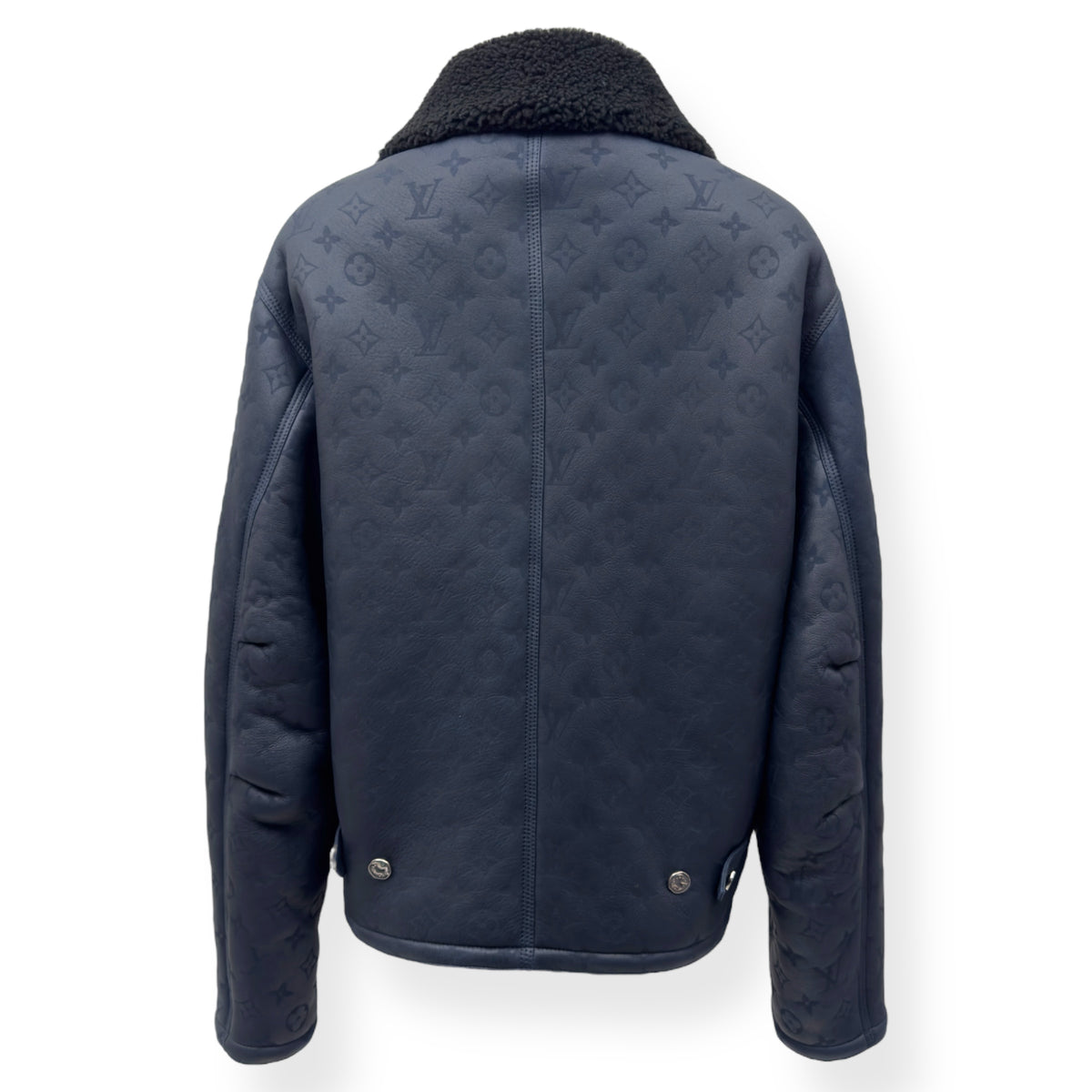 LOUIS VUITTON MONOGRAM SHEARLING JACKET BLUE / BLACK 52 / L