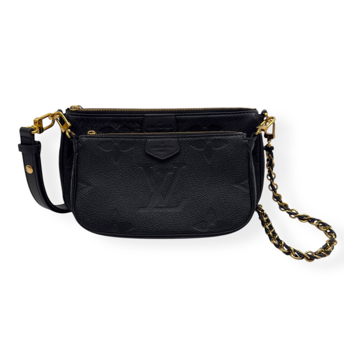 LOUIS VUITTON MULTI POUCHETTE ACCESSORIES MONOGRAM EMPREINTE LEATHER BAG BLACK / CREAM S