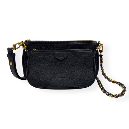 LOUIS VUITTON MULTI POUCHETTE ACCESSORIES MONOGRAM EMPREINTE LEATHER BAG BLACK / CREAM S