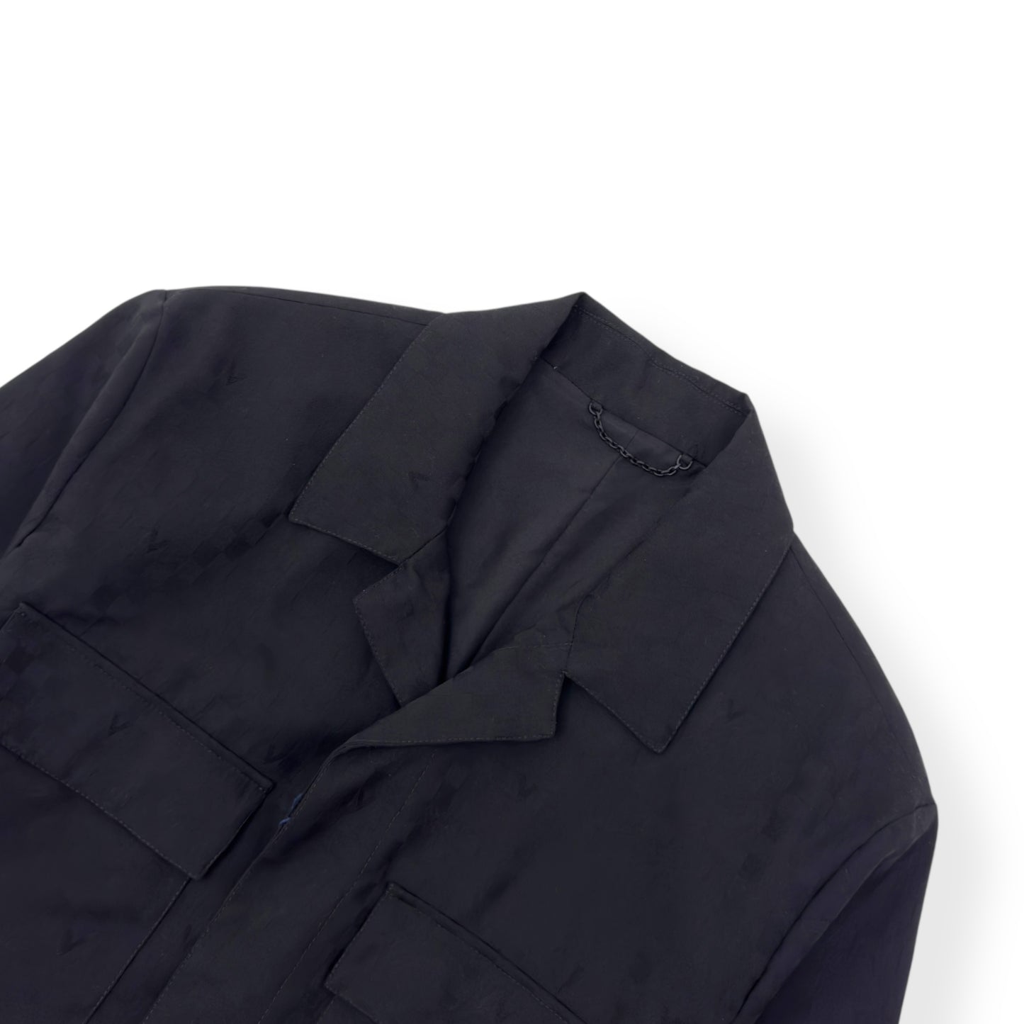 LOUIS VUITTON DAMIER OPEN COLLAR WOOL JACKET BLACK 48 / S