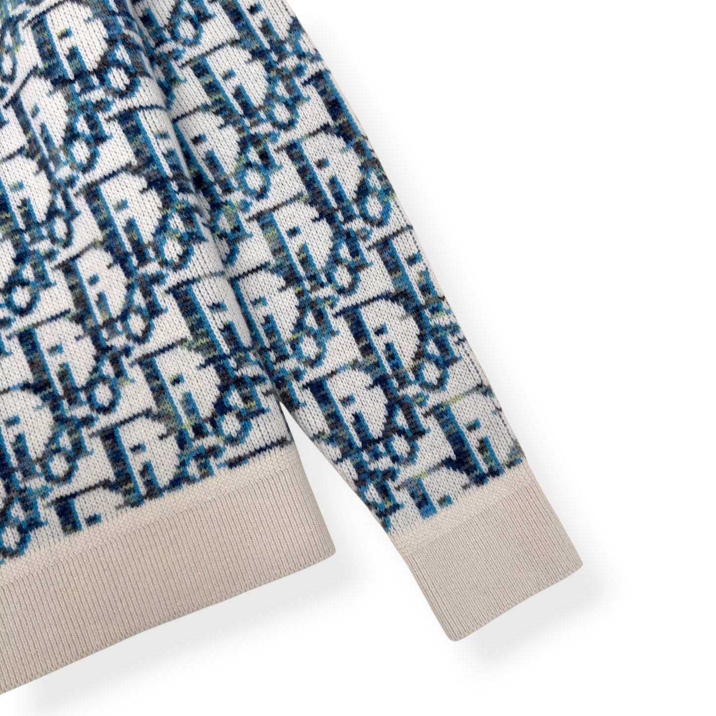 DIOR OBLIQUE VIRGIN WOOL JACQUARD SWEATER BLUE / WHITE XXL