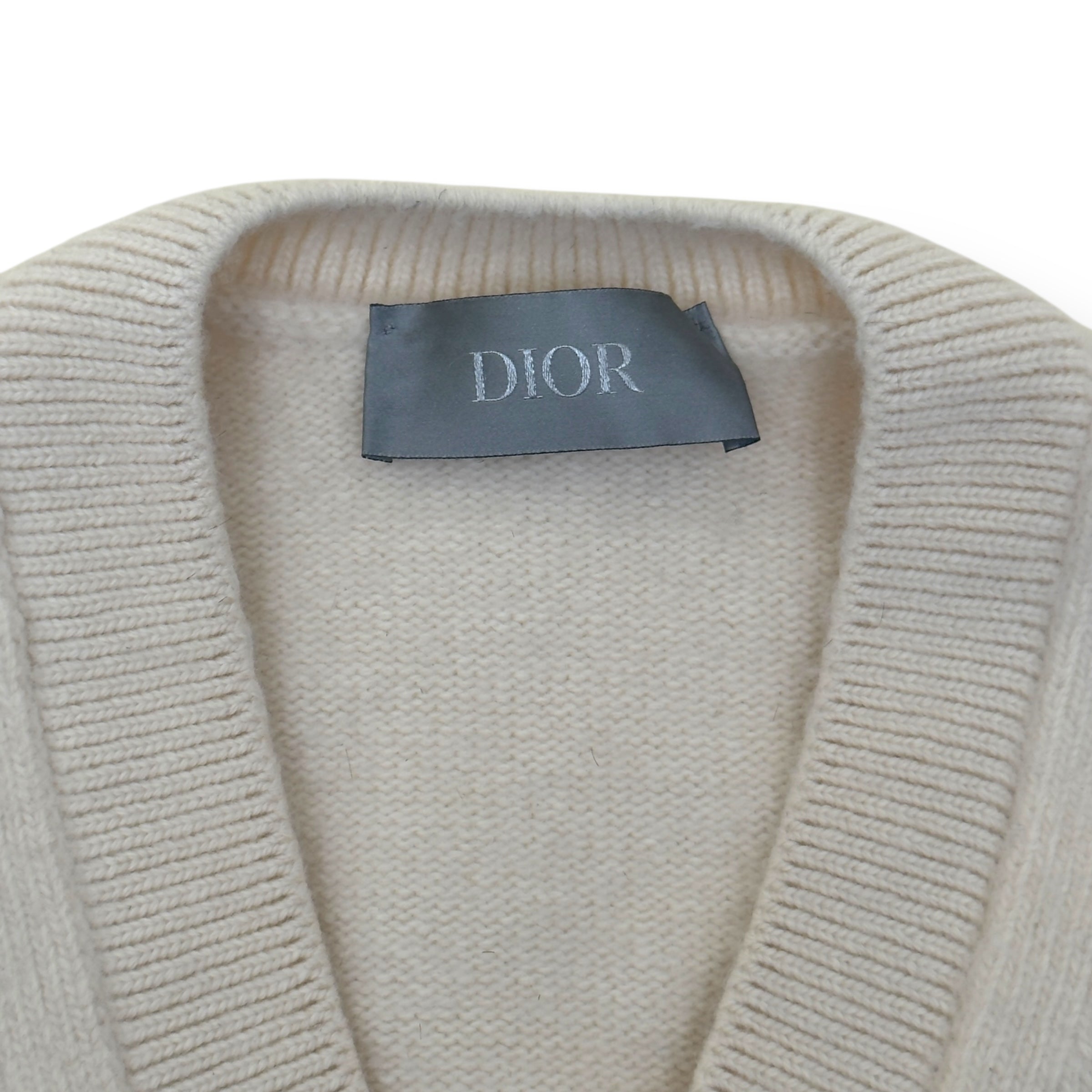 DIOR LOGO-KNIT WOOL VEST CREAM / MULTICOLOURED XL