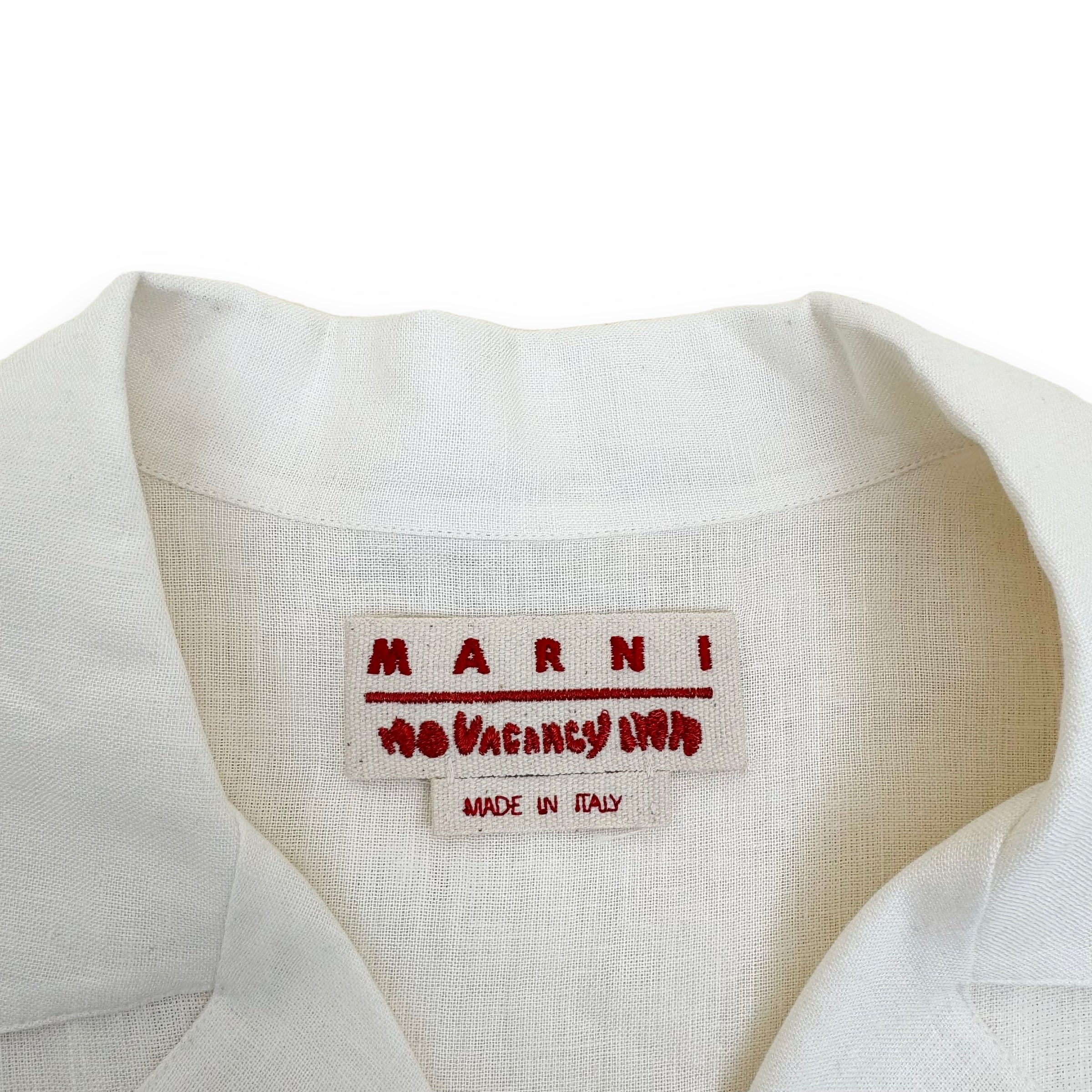 MARNI X NO VACANCY INN APPLIQUÉD LINEN-BLEND SHIRT WHITE XXL