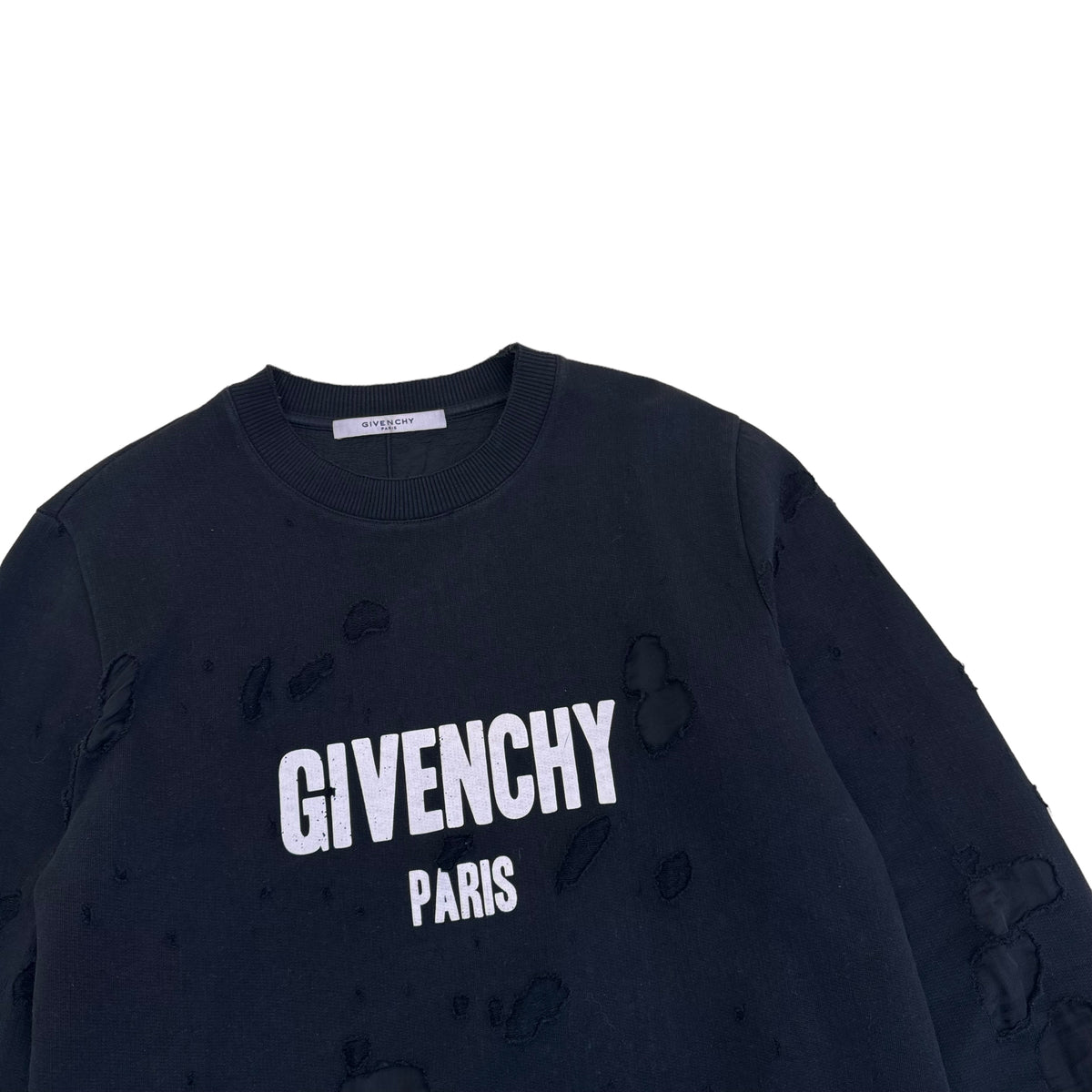 GIVENCHY DISTRESSED CREWNECK SWEATSHIRT BLACK XS
