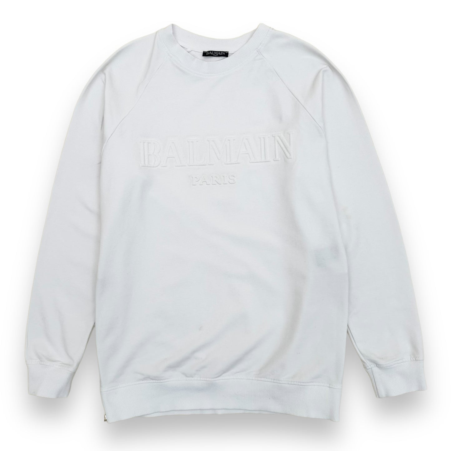 BALMAIN EMBOSSED LOGO SWEATSHIRT WHITE M