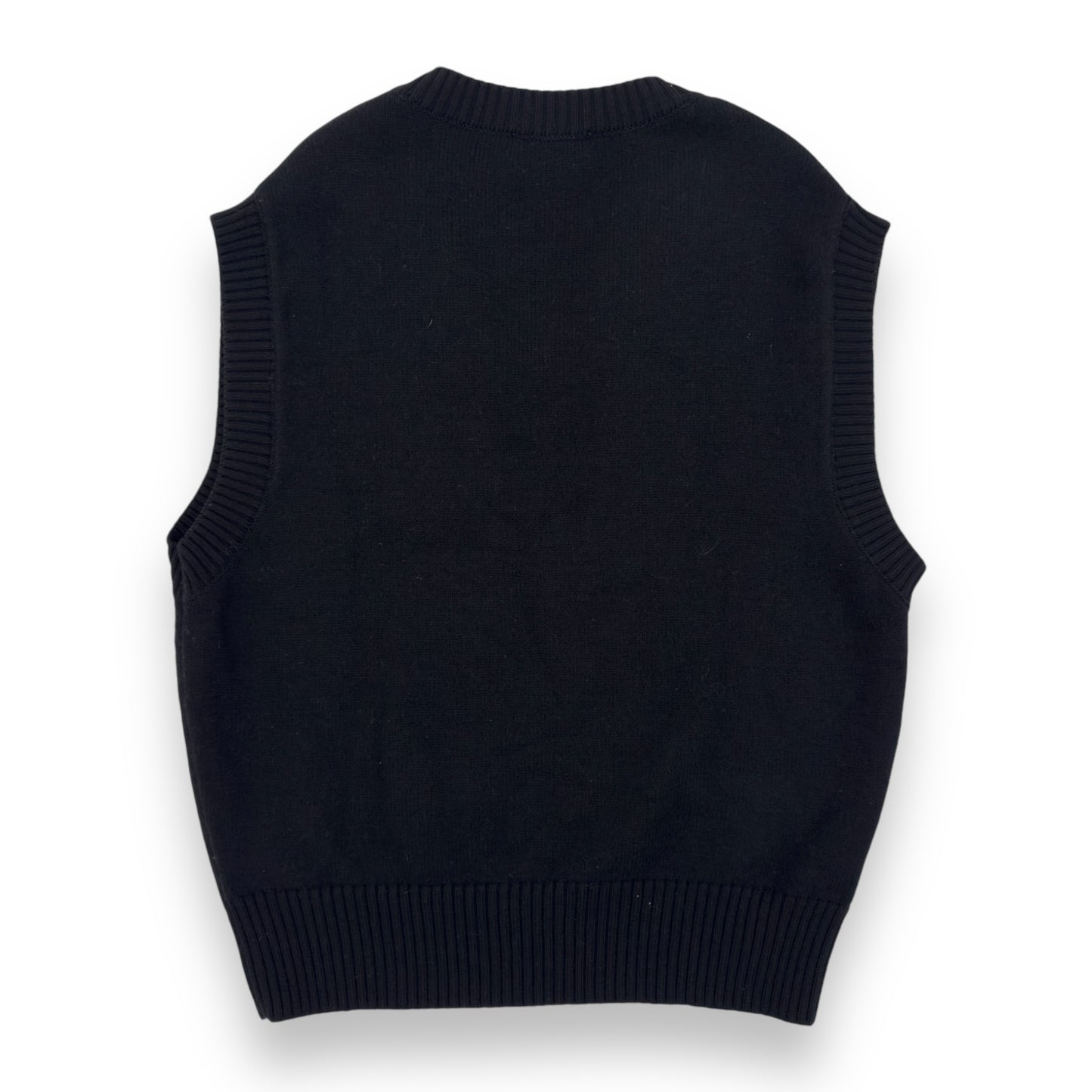 AMI PARIS AMI DE COEUR MERINO WOOL VEST BLACK / RED L