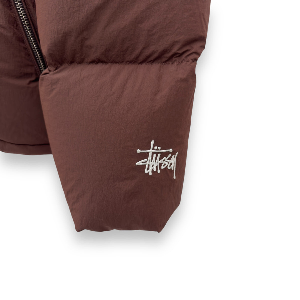 STÜSSY NYLON DOWN PUFFER JACKET BROWN M