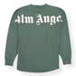 PALM ANGELS SERVICE ANNOUNCEMENT LONG SLEEVE COTTON T-SHIRT GREEN / WHITE XS