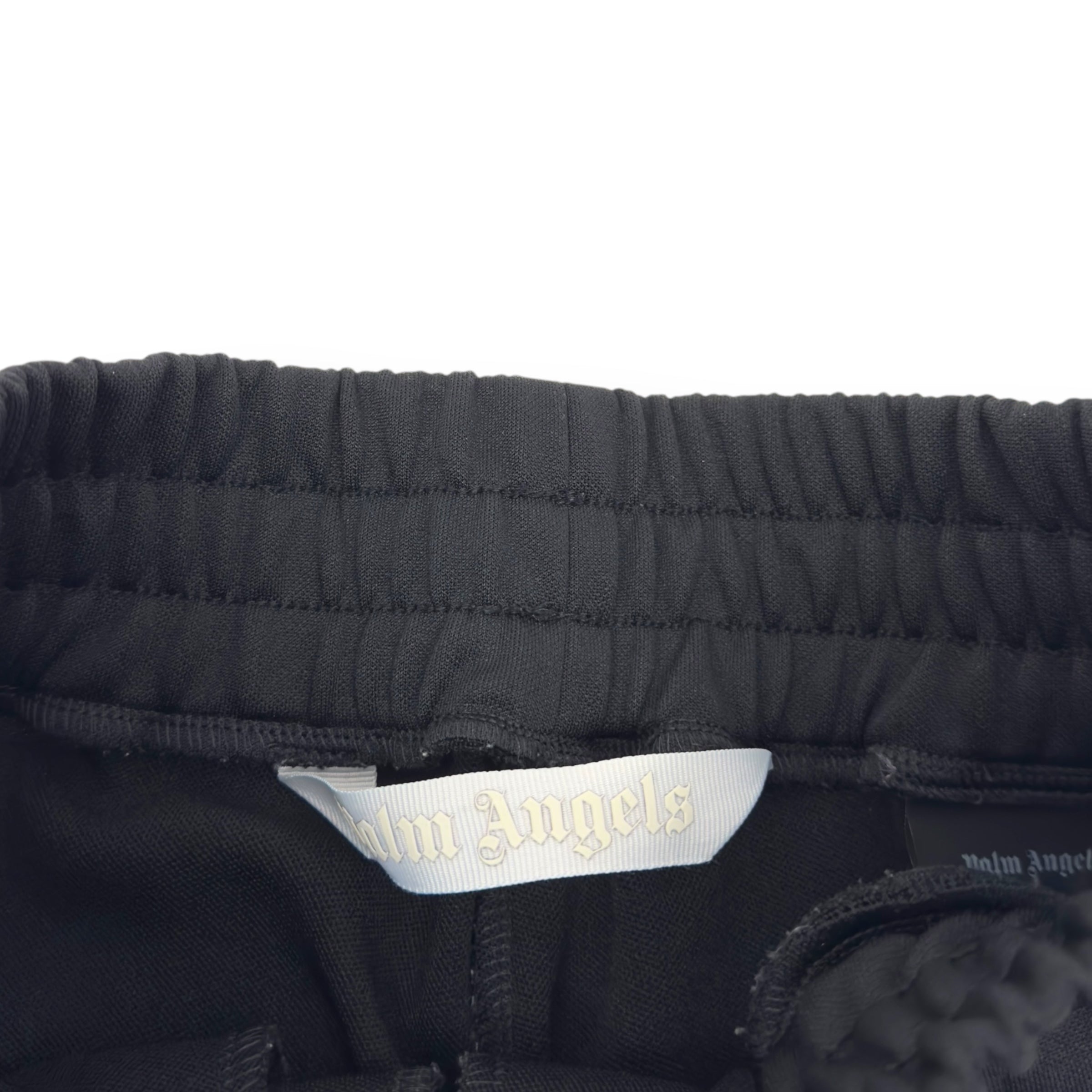 PALM ANGELS WOMENS STRAIGHT LEG TARCK PANTS BLACK / WHITE XS