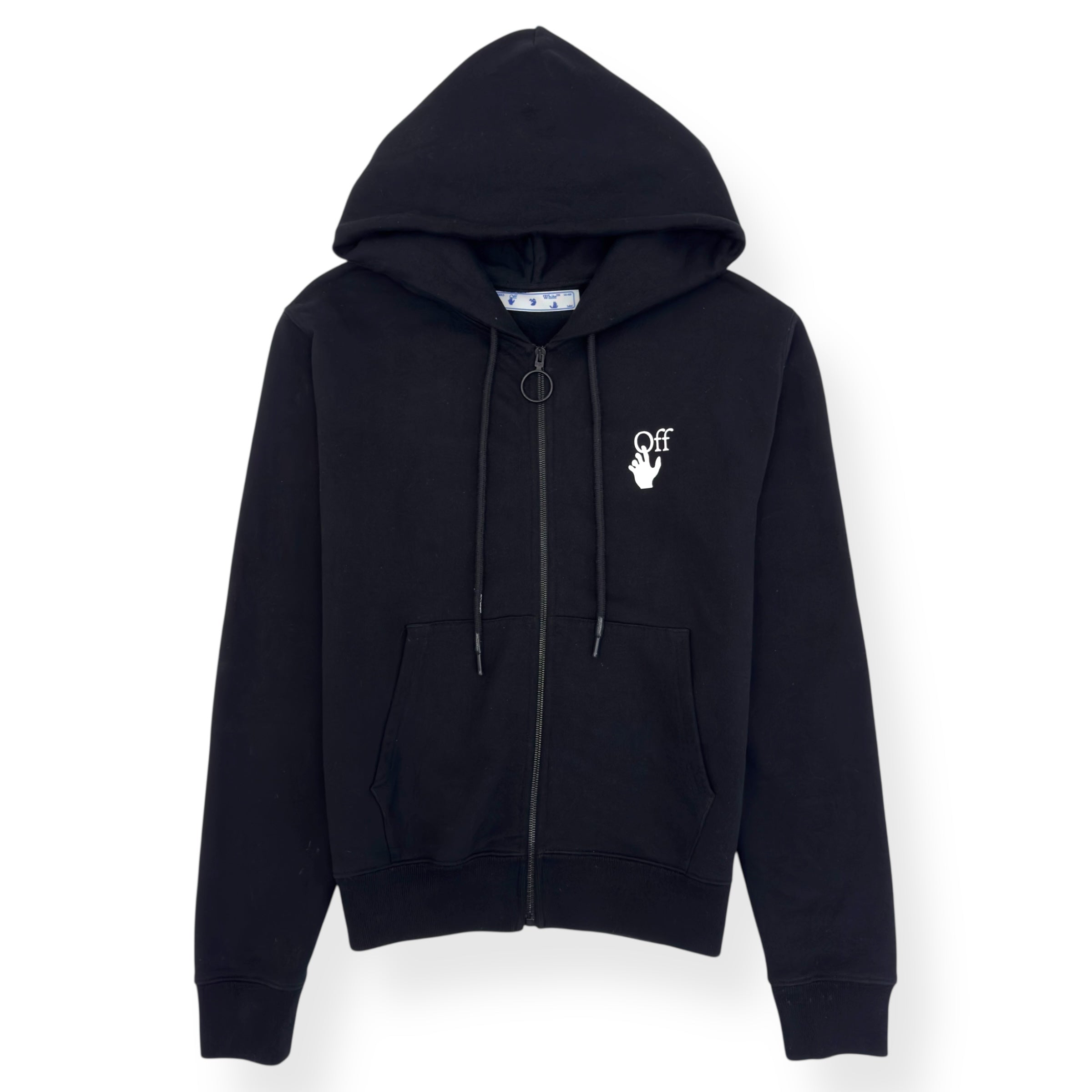 OFF-WHITE ZIP UP CUT HERE HOODIE BLACK / WHITE M