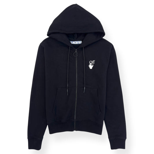 OFF-WHITE ZIP UP CUT HERE HOODIE BLACK / WHITE M