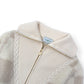 CASABLANCA CHECKED BOUCLÉ WOOL-BLEND ZIP UP JACKET CREAM M