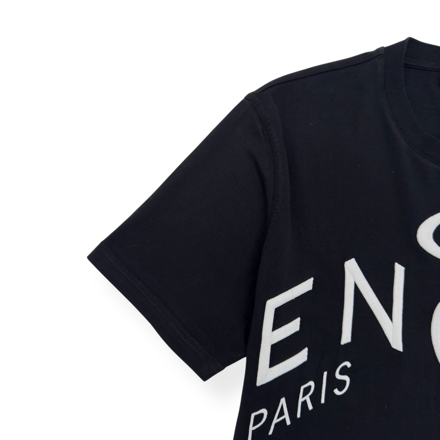 GIVENCHY SLIM FIT REFRACTED LOGO EMBROIDERED T-SHIRT BLACK / WHITE M