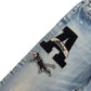 AMIRI VARSITY PATCH DISTRESSED SKINNY DENIM JEANS BLUE / BLACK W34”