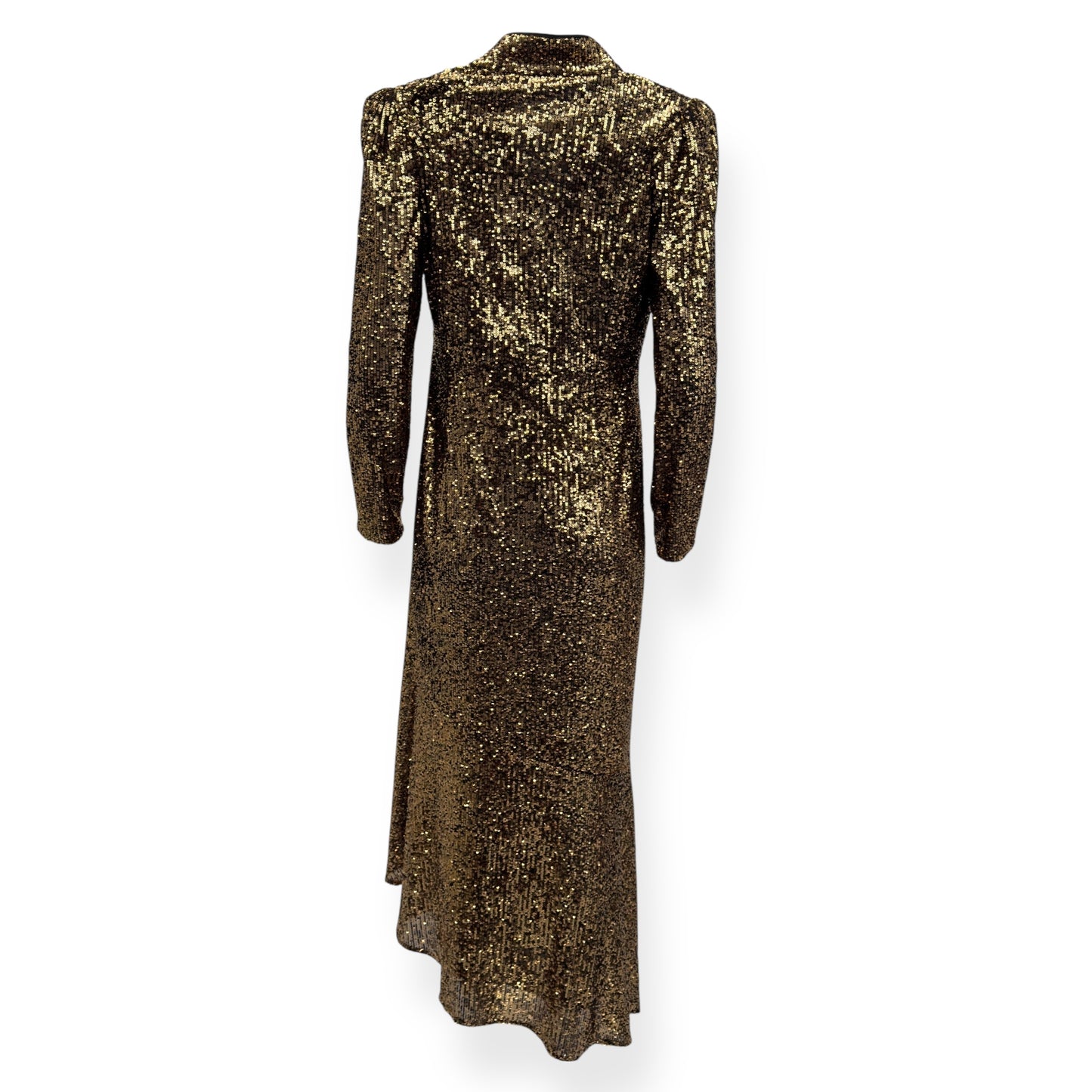 CEFINN JACQUETTA SEQUIN V NECK MAXI DRESS GOLD UK14