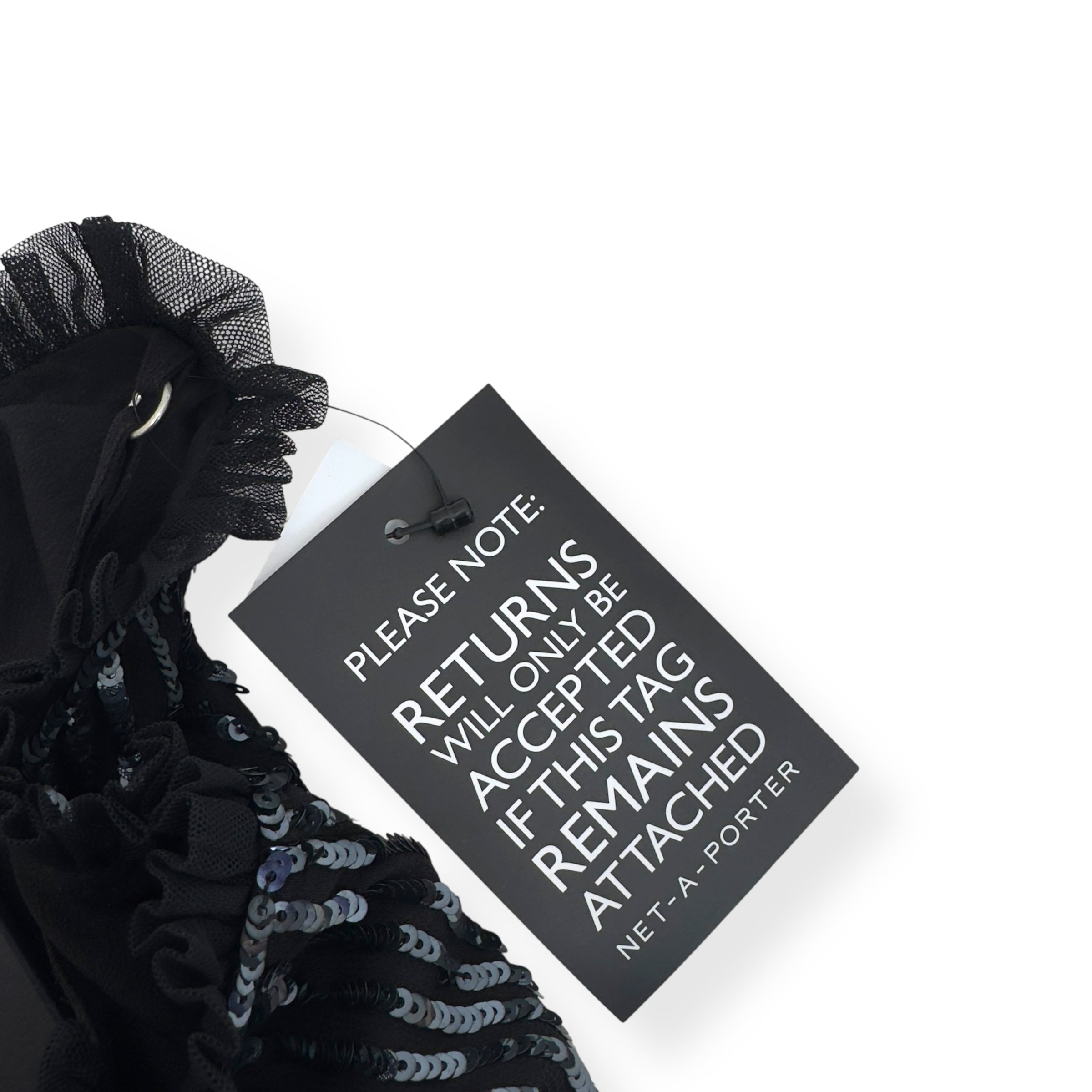 NEEDLES & THREAD SEQUIN RUFFLE PARTY TOP BLACK M